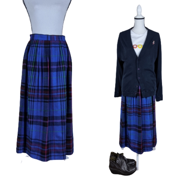 Lindsey Blake Dresses & Skirts - LINDSEY BLAKE PLAID WOOL LONG MAXI SKIRT TARTAN